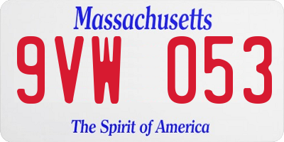 MA license plate 9VW053
