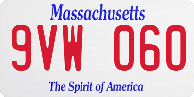 MA license plate 9VW060