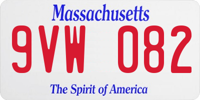MA license plate 9VW082