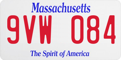 MA license plate 9VW084