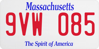 MA license plate 9VW085