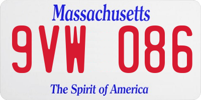 MA license plate 9VW086