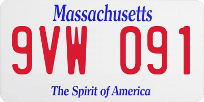 MA license plate 9VW091