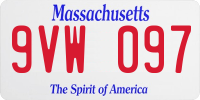 MA license plate 9VW097