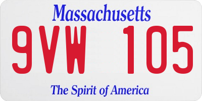 MA license plate 9VW105