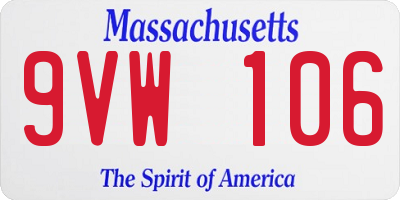 MA license plate 9VW106