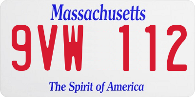 MA license plate 9VW112