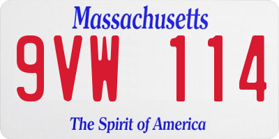MA license plate 9VW114