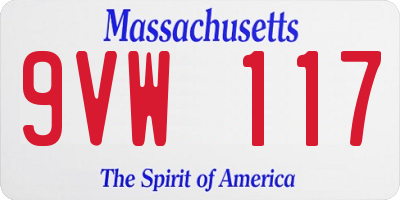 MA license plate 9VW117