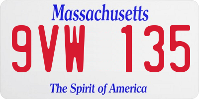 MA license plate 9VW135