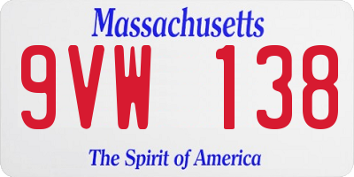 MA license plate 9VW138