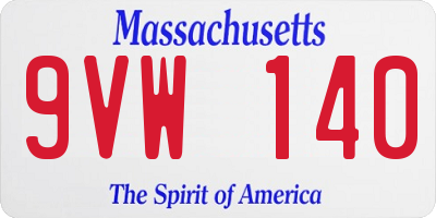 MA license plate 9VW140