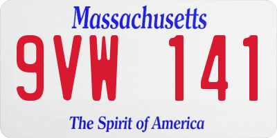 MA license plate 9VW141