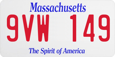 MA license plate 9VW149