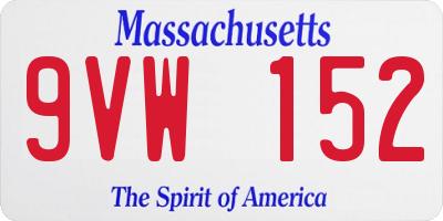 MA license plate 9VW152