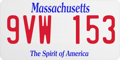 MA license plate 9VW153