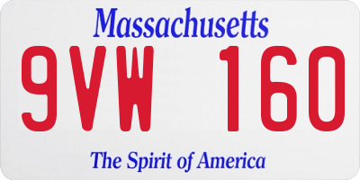 MA license plate 9VW160