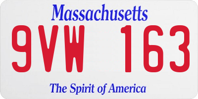 MA license plate 9VW163