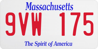 MA license plate 9VW175