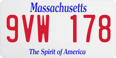 MA license plate 9VW178