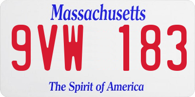 MA license plate 9VW183