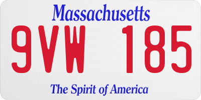 MA license plate 9VW185