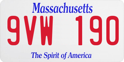 MA license plate 9VW190