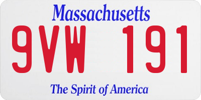 MA license plate 9VW191