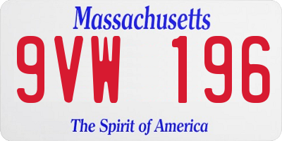 MA license plate 9VW196