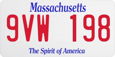 MA license plate 9VW198