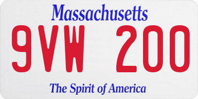 MA license plate 9VW200