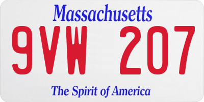 MA license plate 9VW207