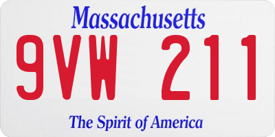 MA license plate 9VW211