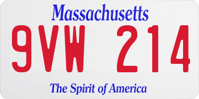 MA license plate 9VW214