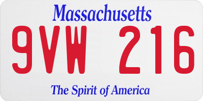 MA license plate 9VW216