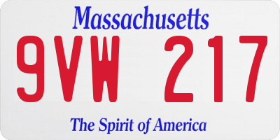 MA license plate 9VW217
