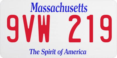 MA license plate 9VW219