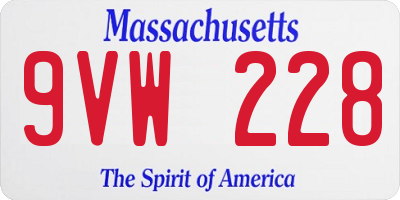 MA license plate 9VW228
