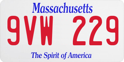 MA license plate 9VW229