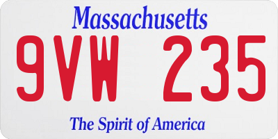 MA license plate 9VW235