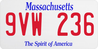 MA license plate 9VW236