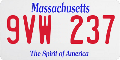 MA license plate 9VW237