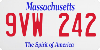 MA license plate 9VW242