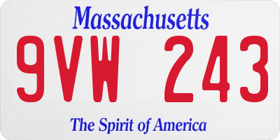 MA license plate 9VW243