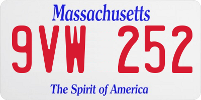 MA license plate 9VW252