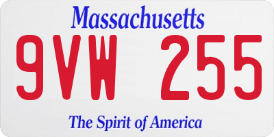 MA license plate 9VW255