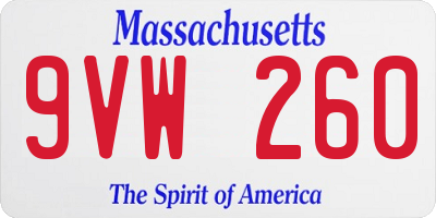 MA license plate 9VW260