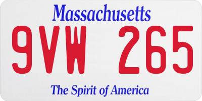 MA license plate 9VW265