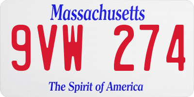 MA license plate 9VW274