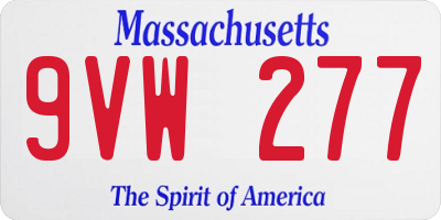 MA license plate 9VW277